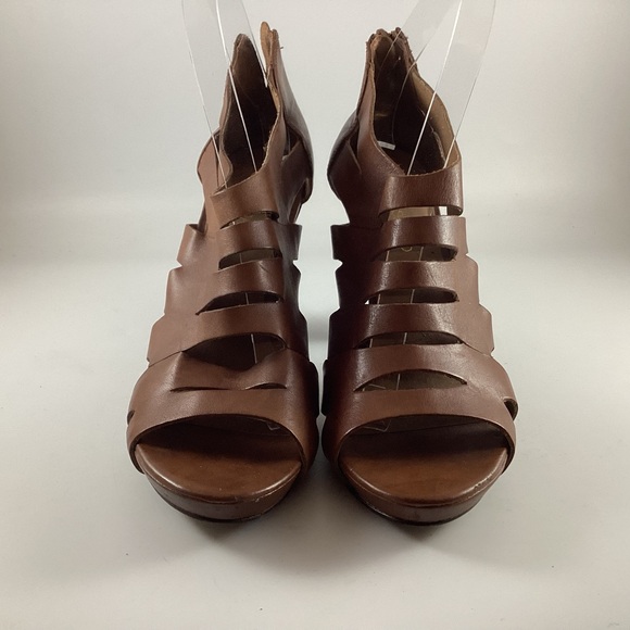 Franco Sarto Women’s Gladiator L-Crest Size 8.5 Light Brown Cone Heel Shoes - Picture 4 of 12